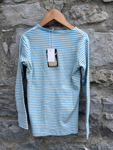 Blue stripy ribbed top  8-9y (128-134cm)