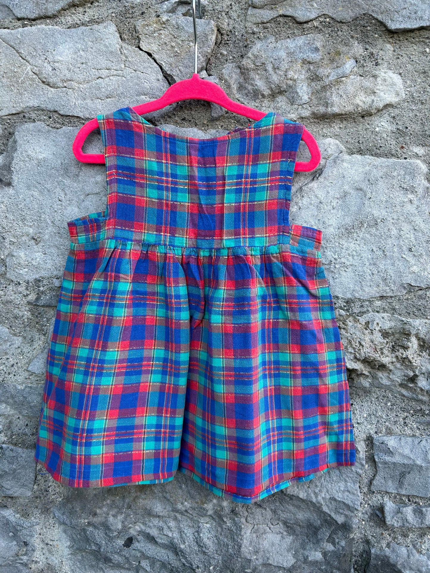 80s Red&blue check pinafore  12-18m (80-86cm)