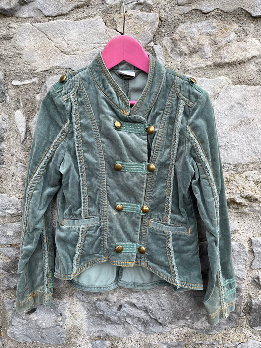 Green velvet military jacket  7-8y (122-128cm)