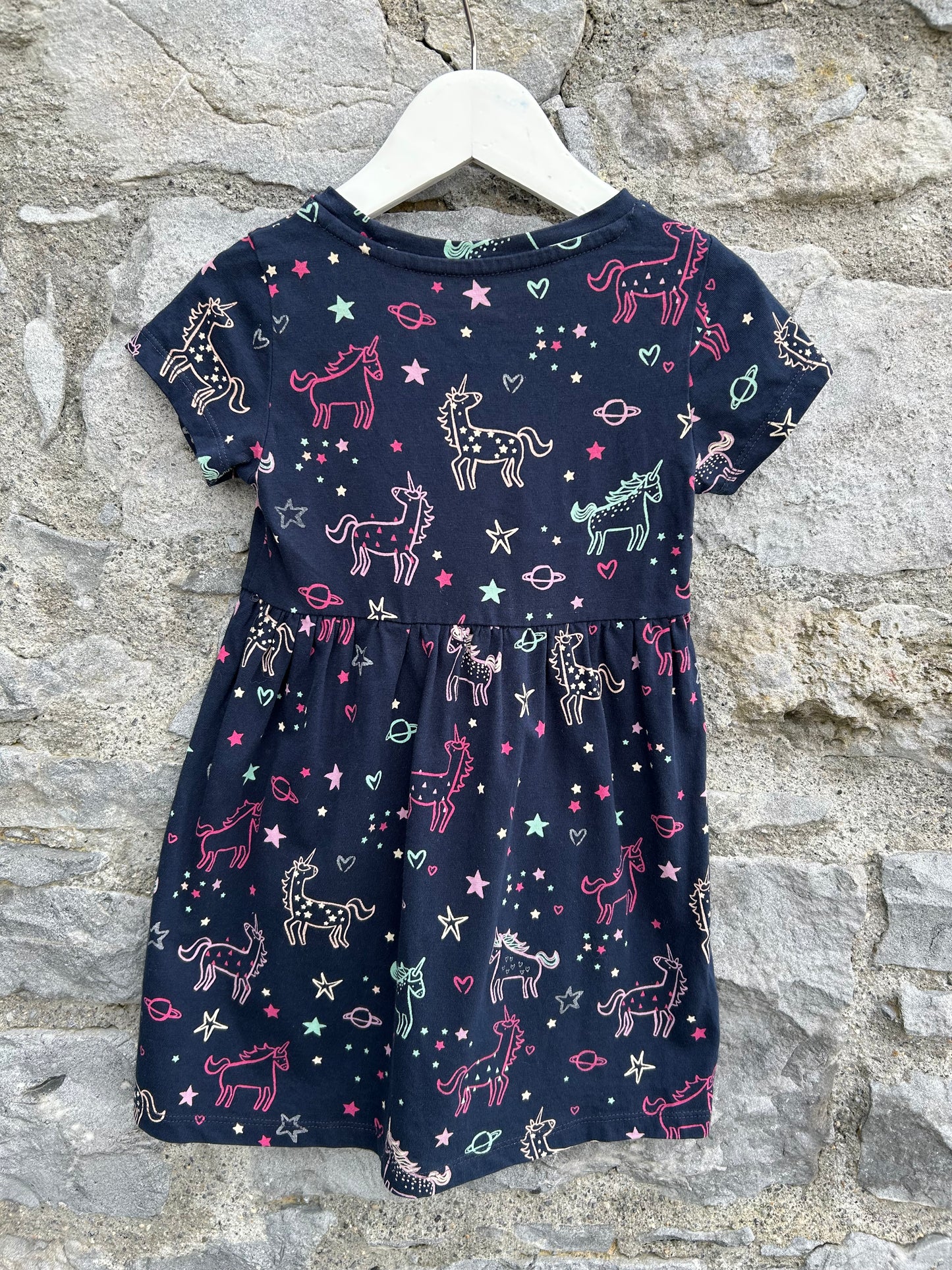 Unicorns navy dress 2-3y (92-98cm)