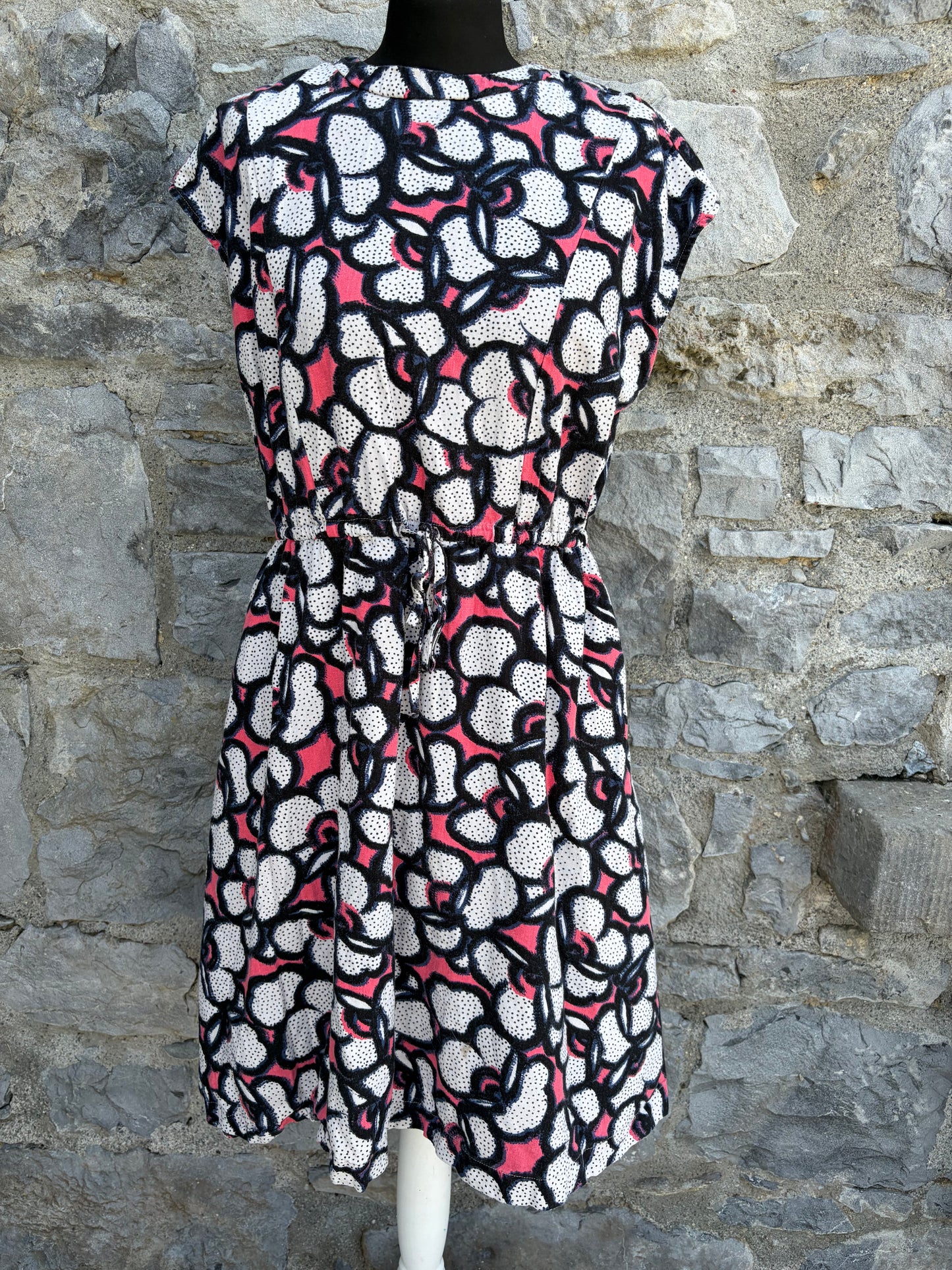 Pink graphic floral print dress uk 12