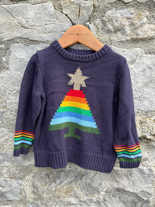 Rainbow Christmas tree jumper  9-12m (74-80cm)