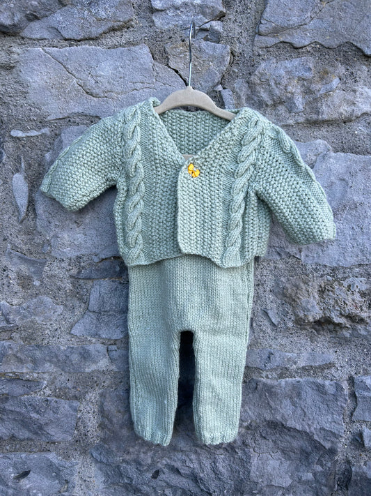 90s green knitted set  0-3m (56-62cm)