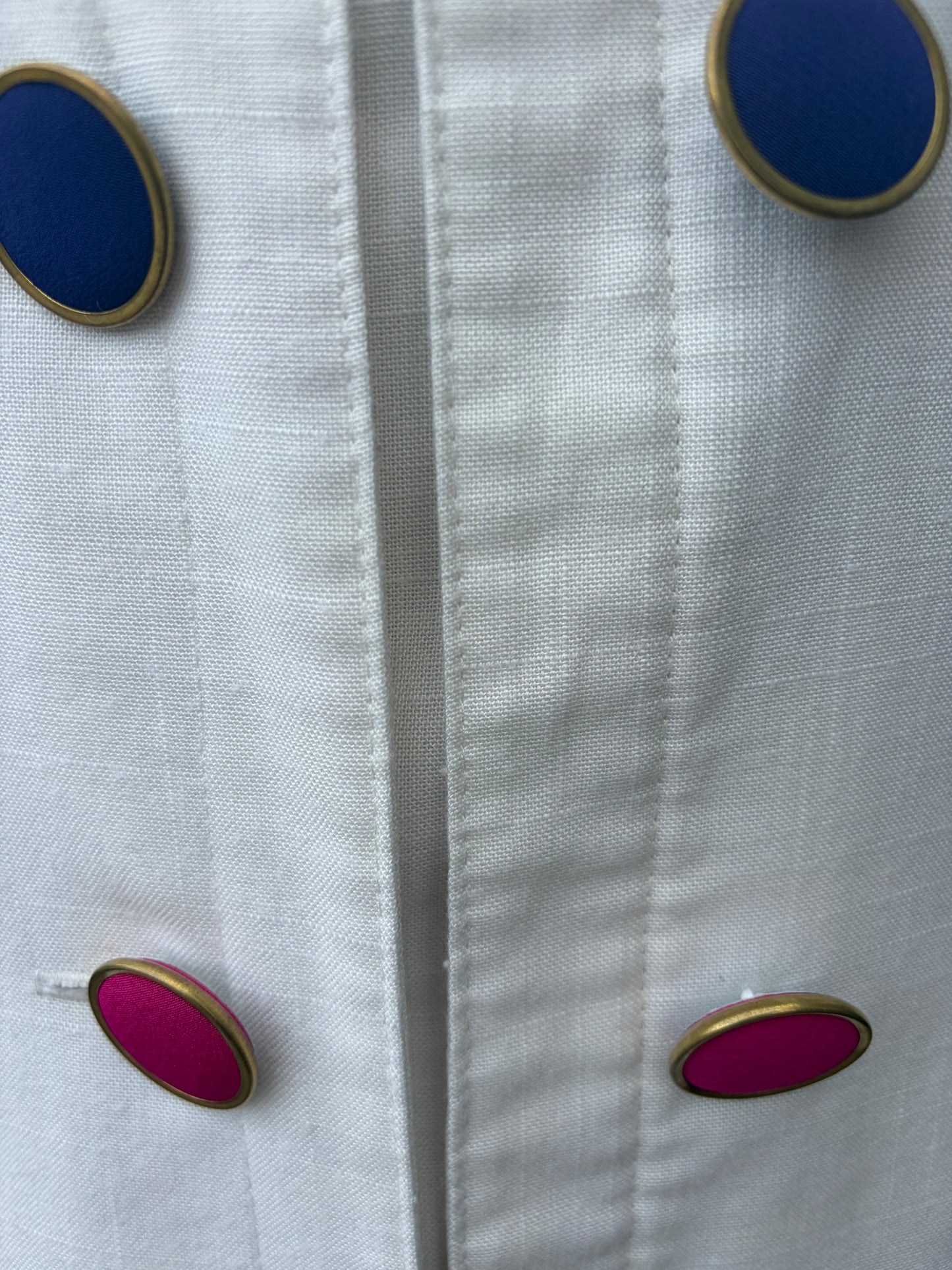 80s white jacket with multi-colored buttons uk 12