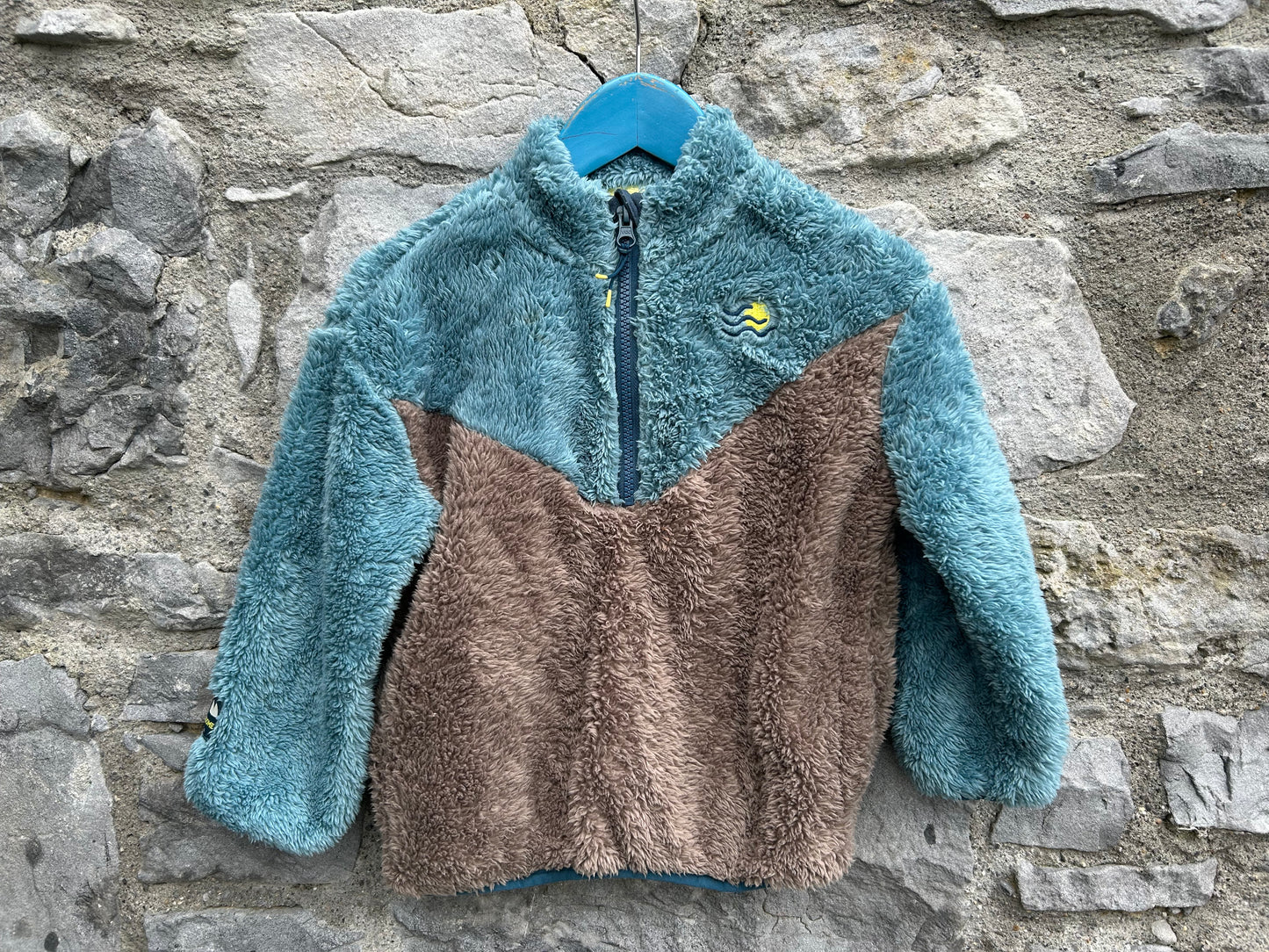 Petrol&brown fluffy fleece  4-5y (104-110cm)