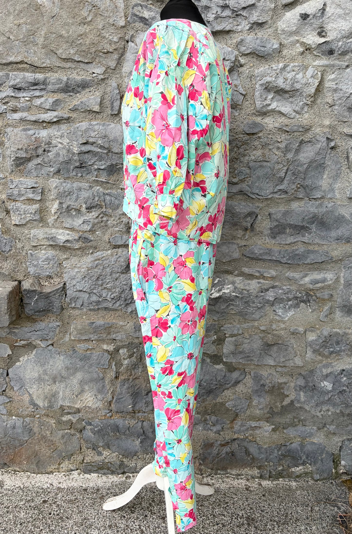 80s colourful flowers pants&shirt uk 12