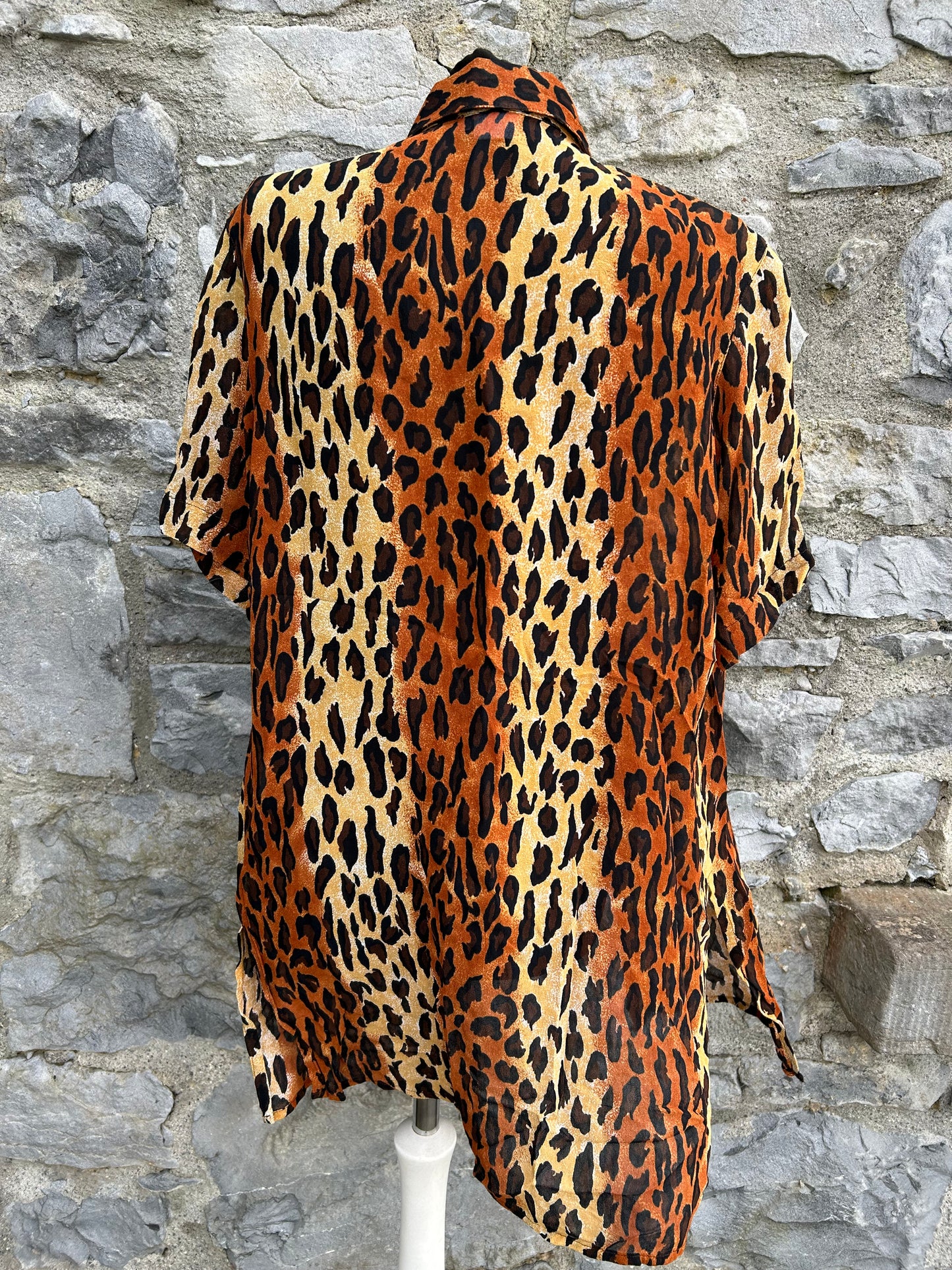 90s leopard print long shirt uk 10-12