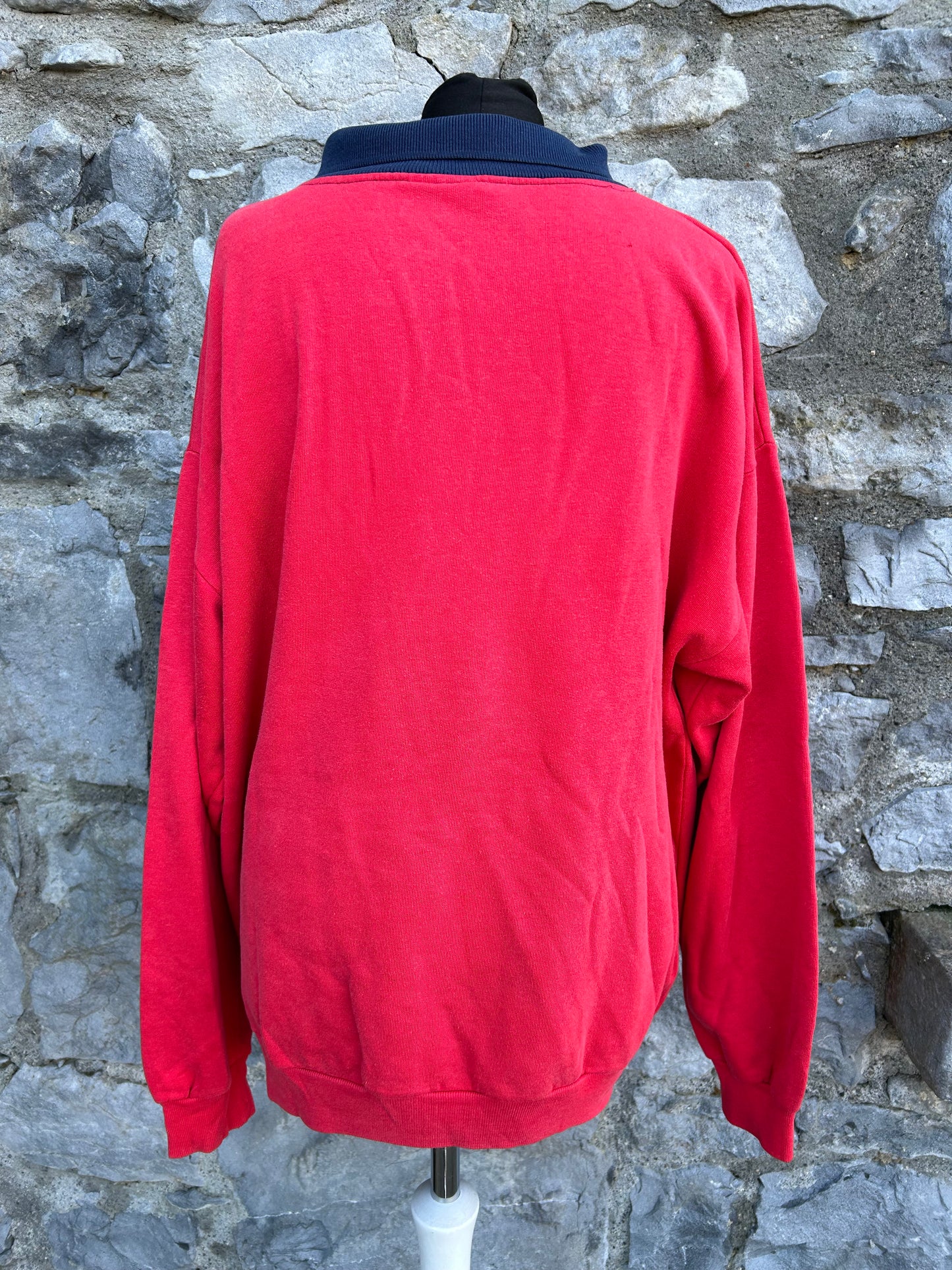 90s red polo sweatshirt M-L