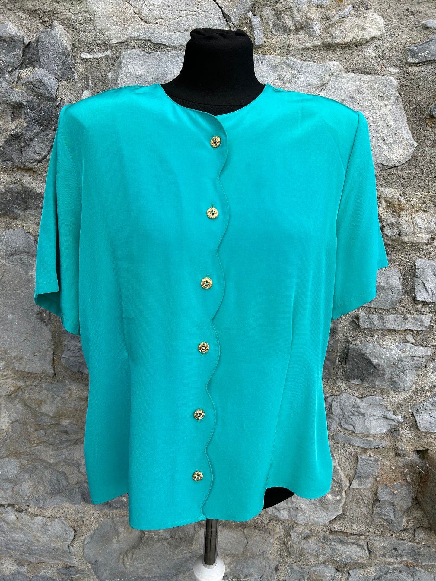 90s teal blouse uk 14-16