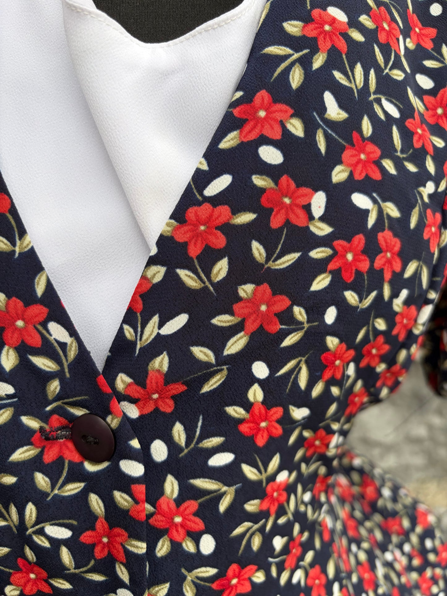 90s red flowers black dress uk 16