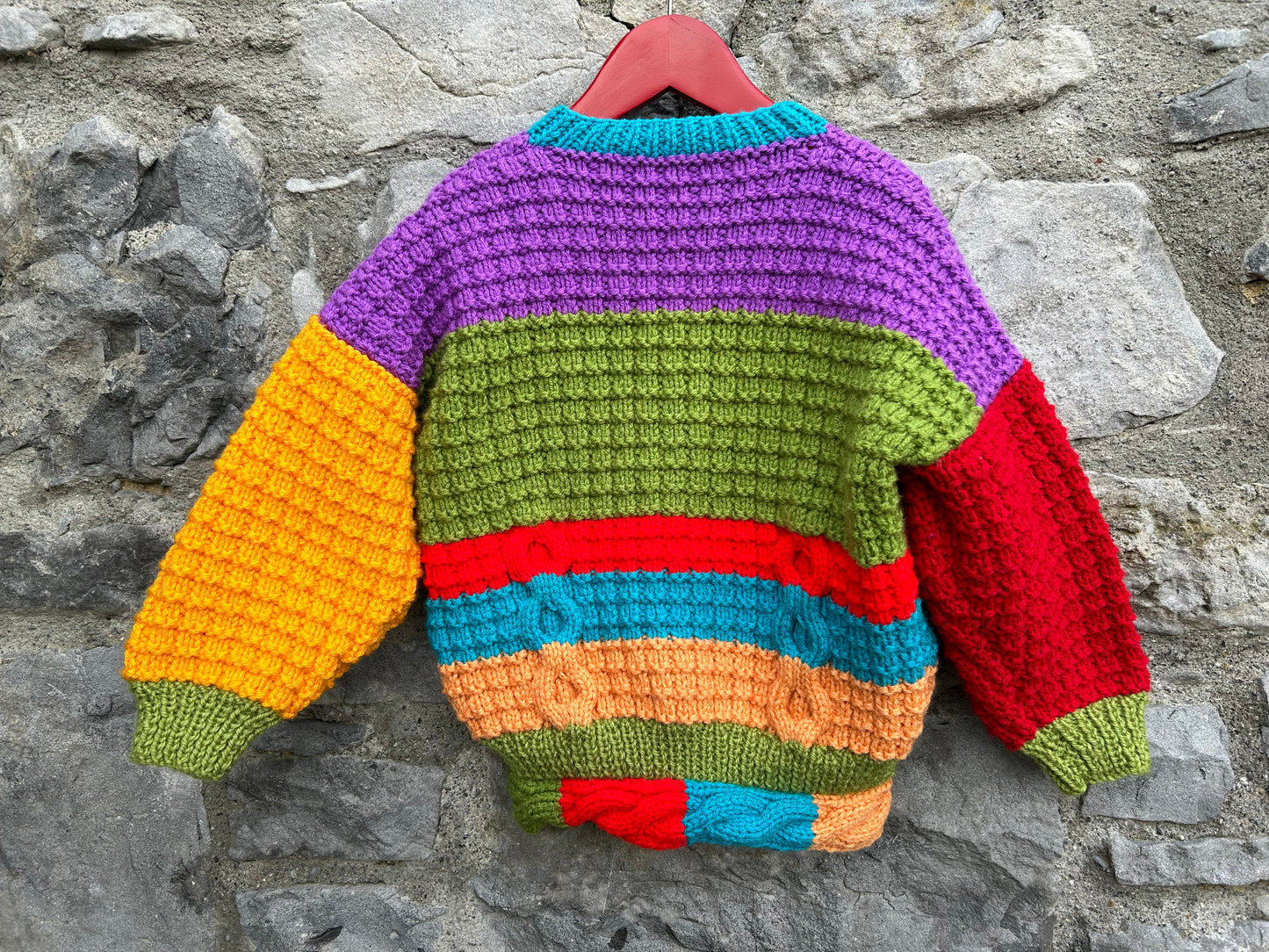 Colourful Aran style cardigan  4-5y (104-110cm)