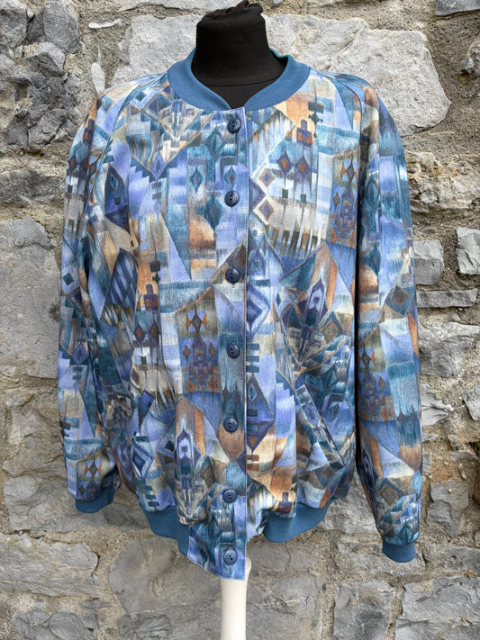 80s blue geometric bomber jacket uk 16