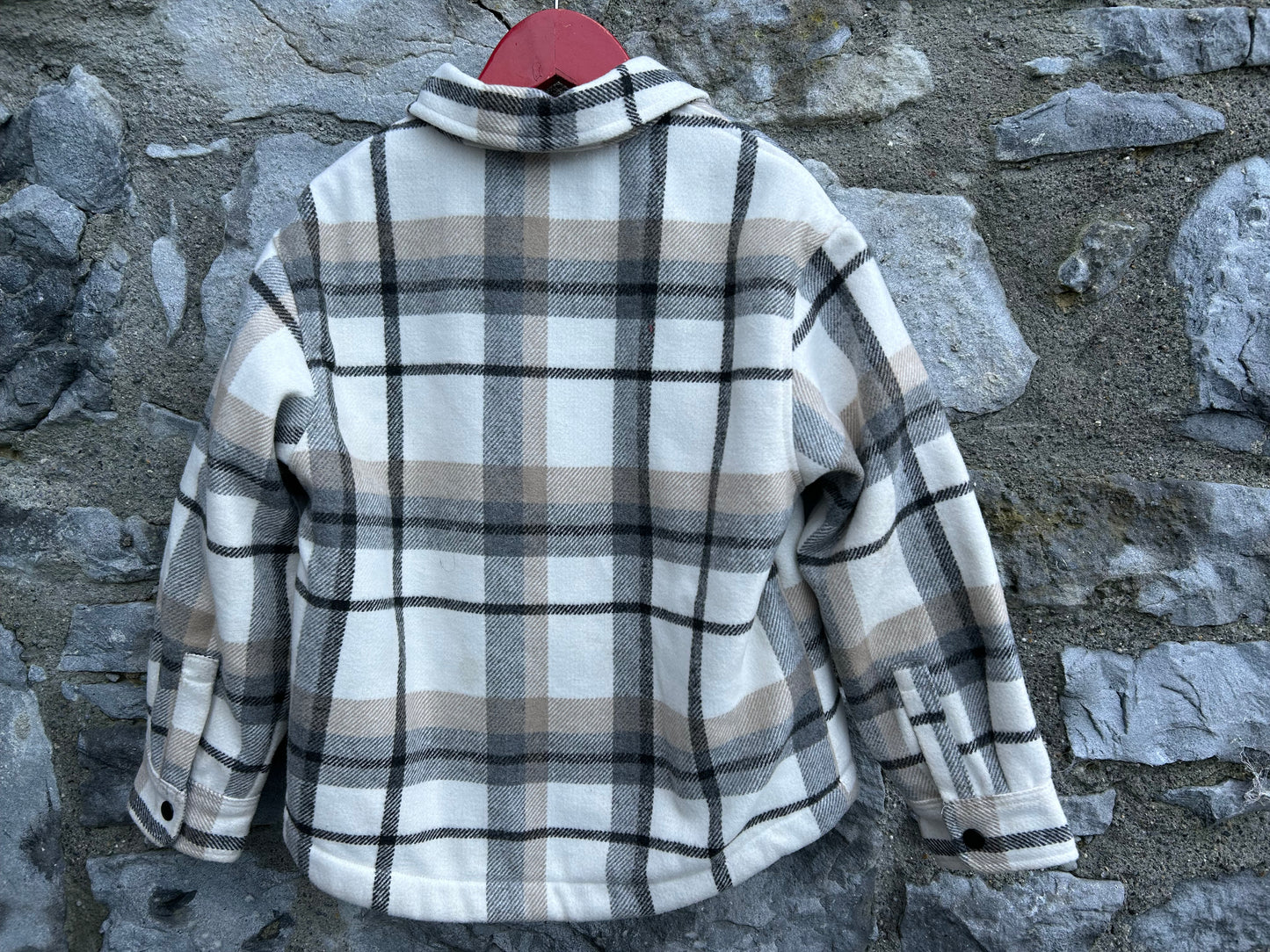 Beige&white check overshirt  6y (116cm)