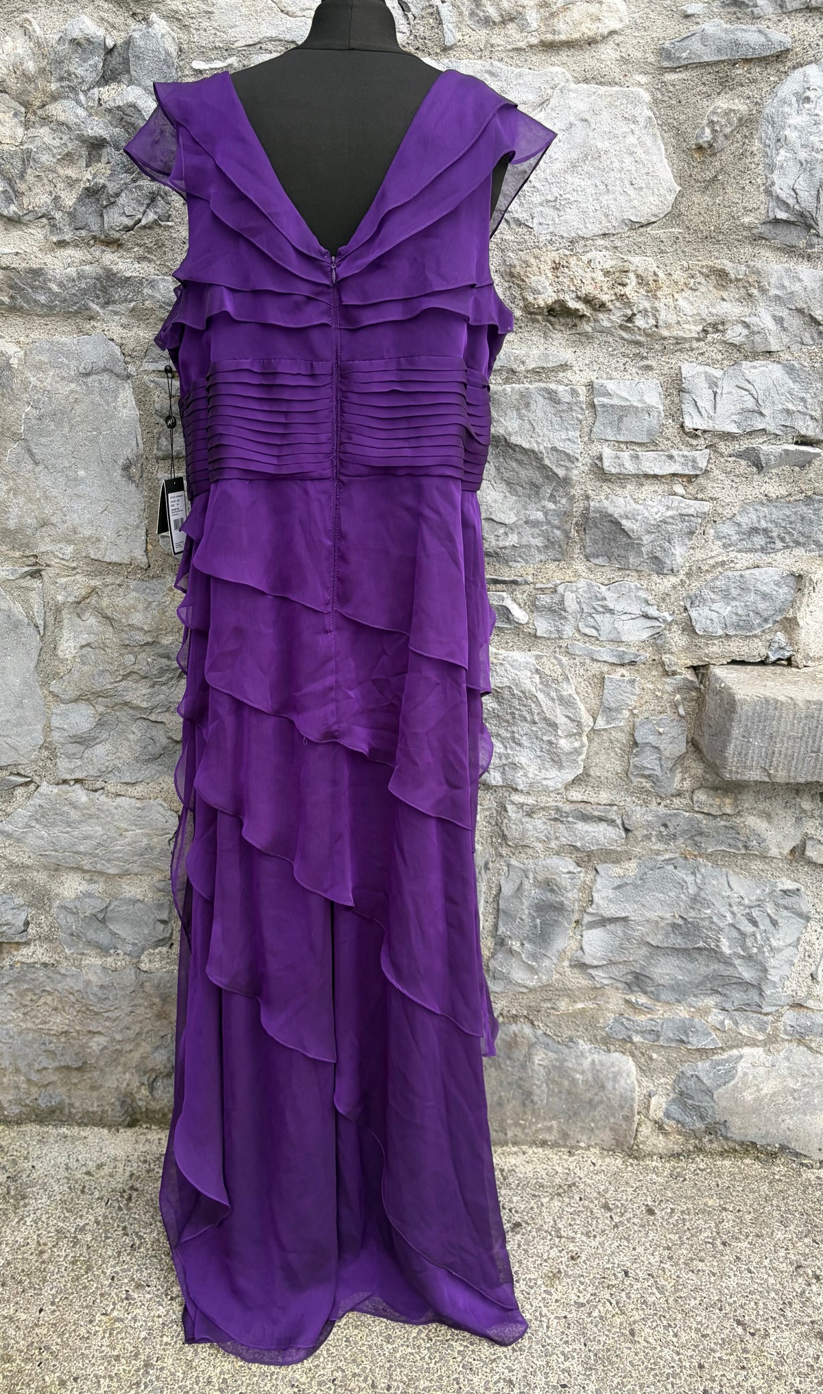 Purple chiffon evening dress uk 16-18