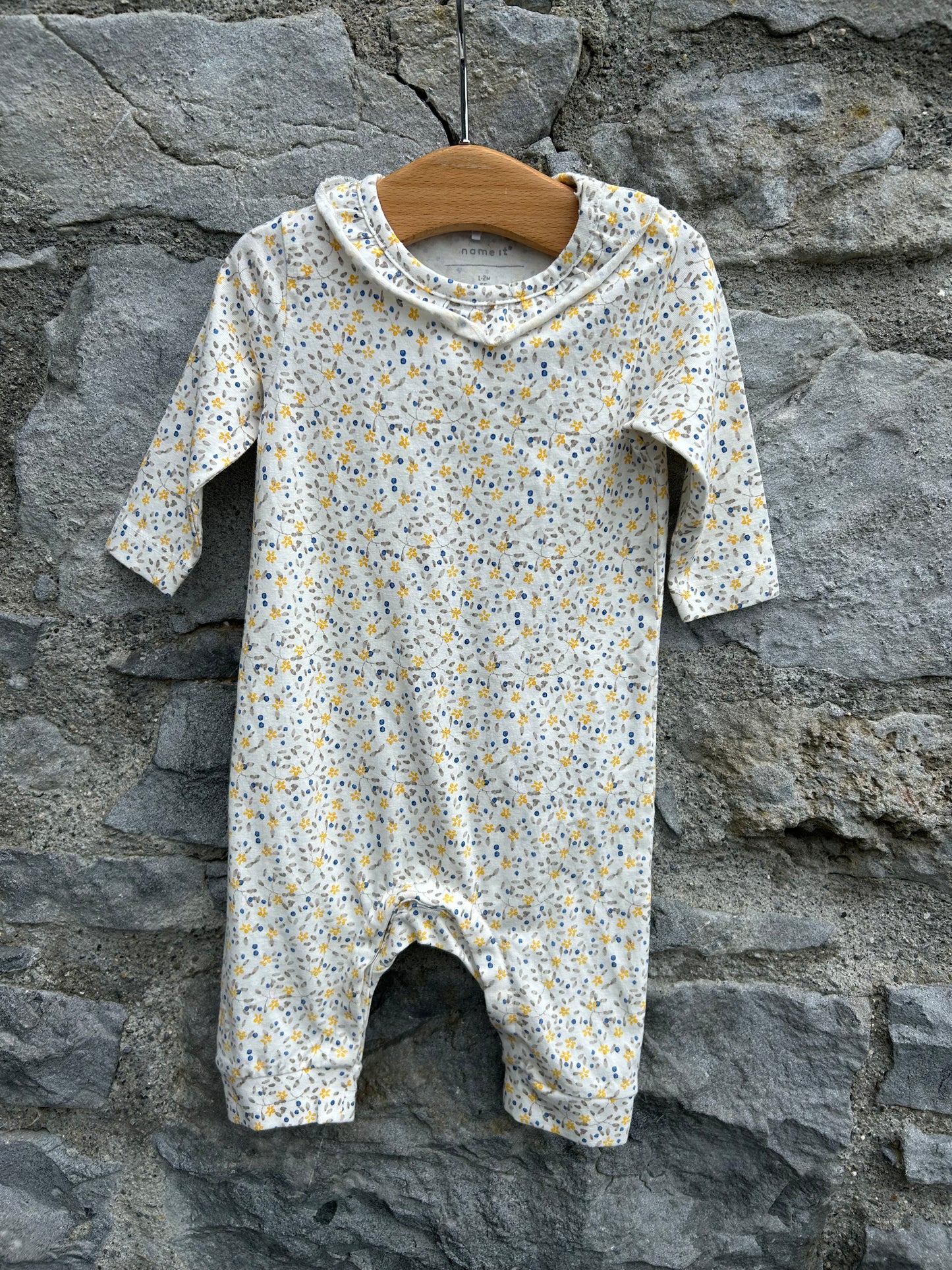 Small yellow flowers onesie   0-1m (50-56cm)