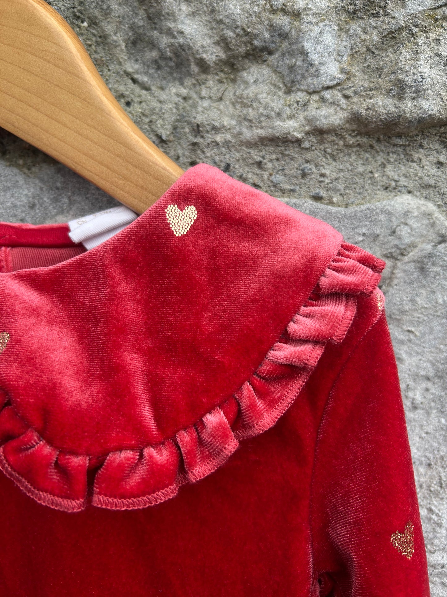Hearts red velvet tunic  9-12m (74-80cm)