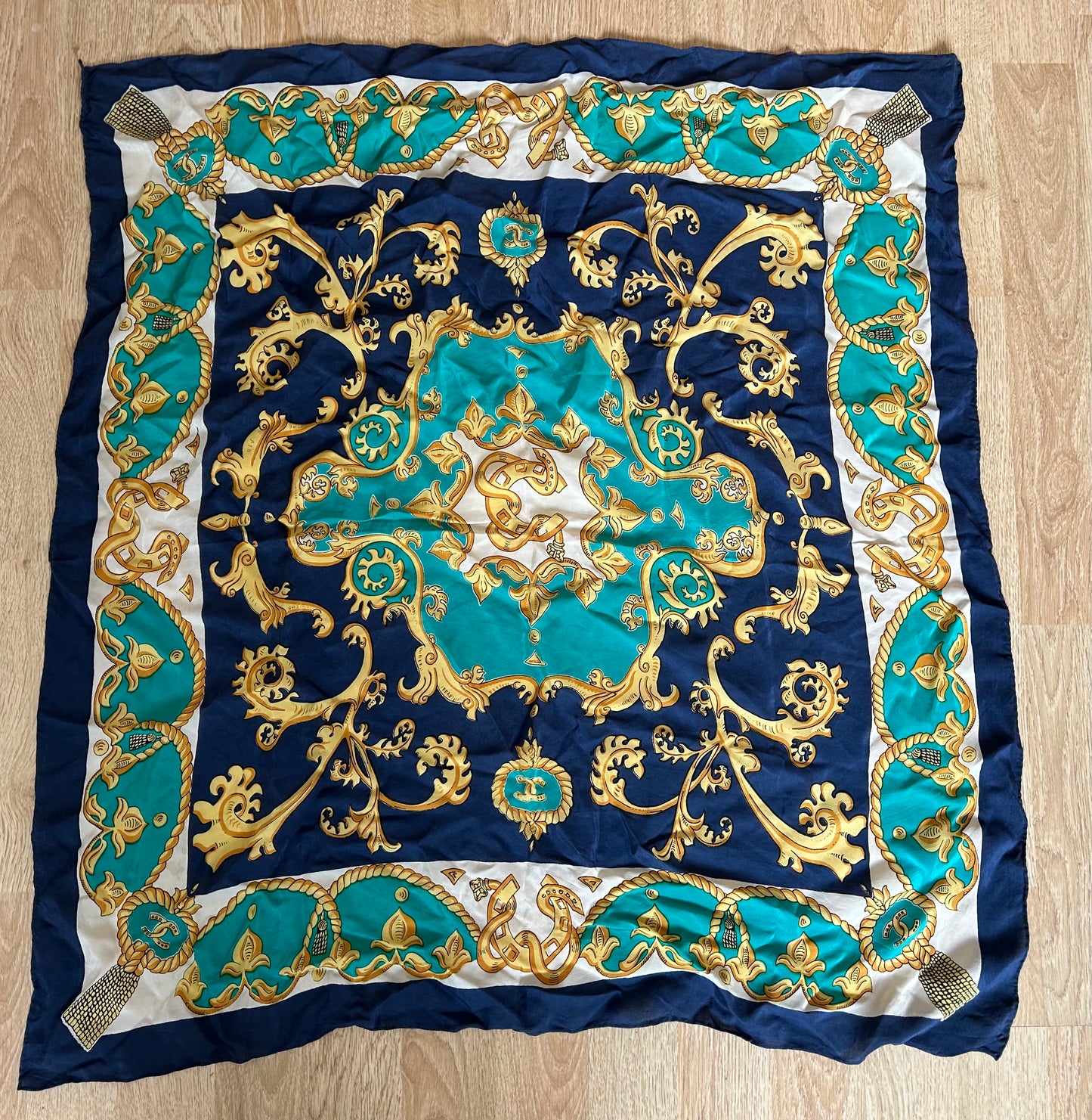Navy,green and gold scarf