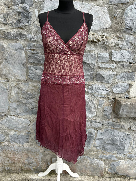 Y2K maroon lace dress uk 10