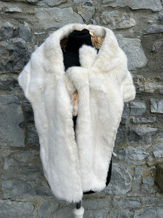 80s white faux fur wrap