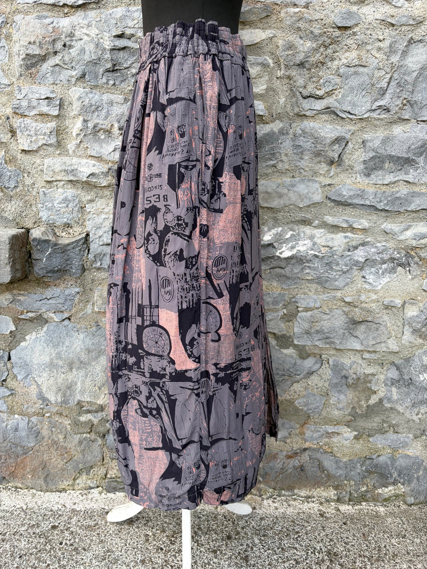 80s abstract purple&grey skirt uk 8-12