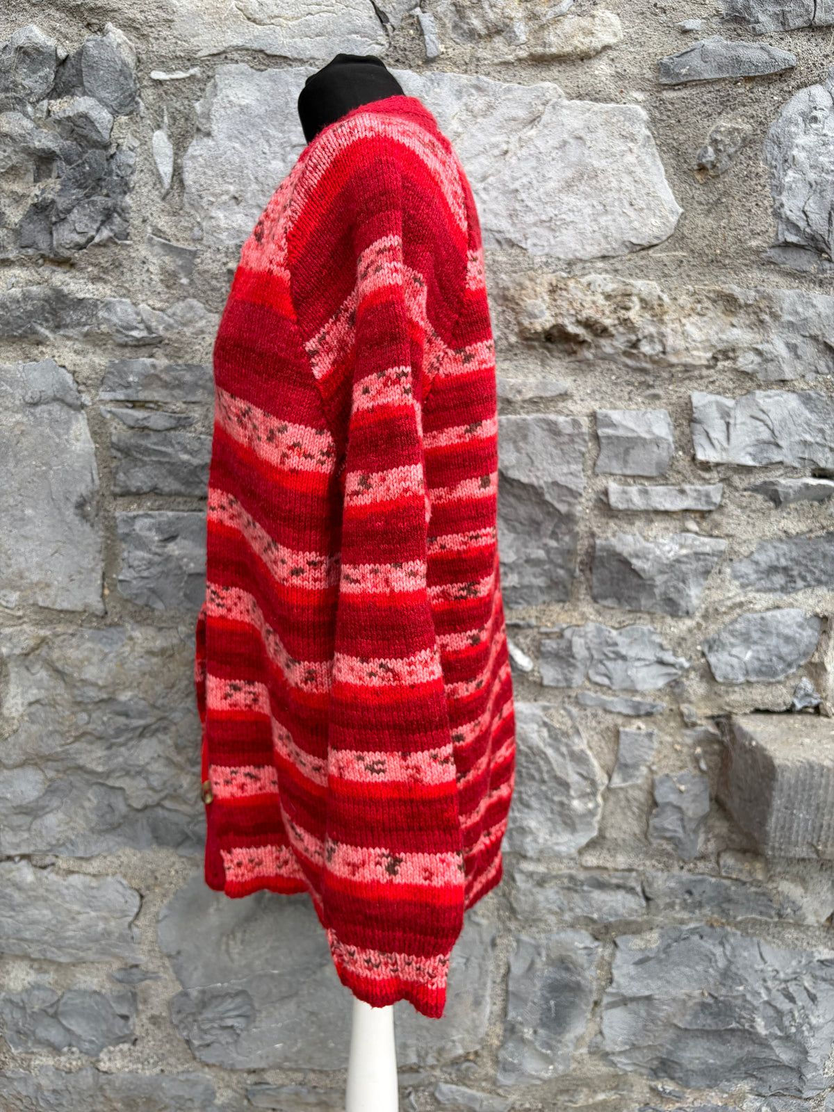 Pink&red woolly cardigan uk 14-16