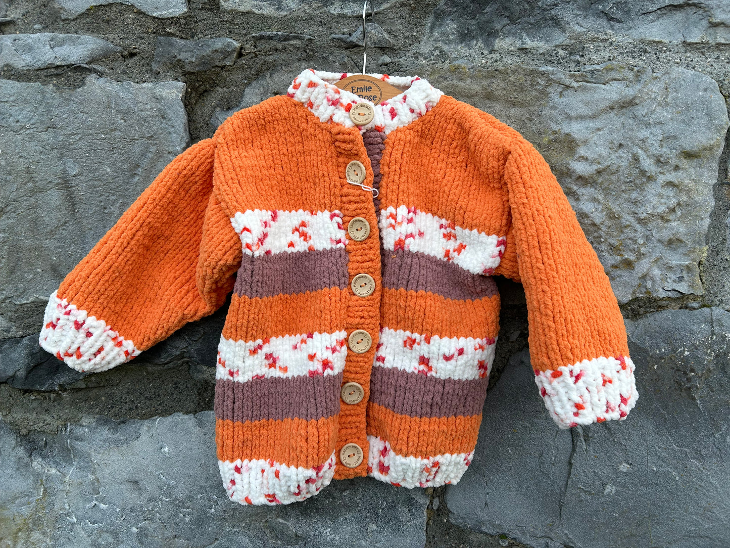 Orange&brown fleece cardigan    3-4y (98-104cm)