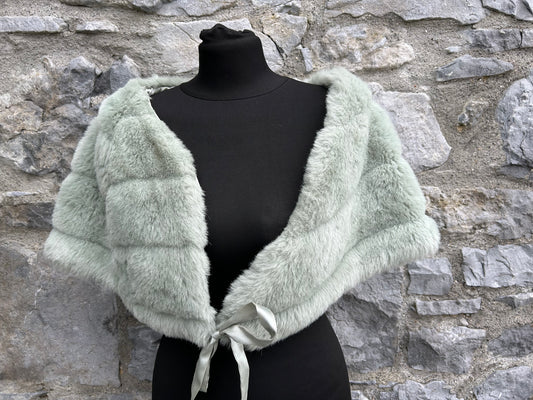 Mint faux fur cape