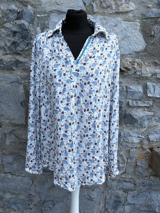 Flowers&paisley print white top uk 14-16