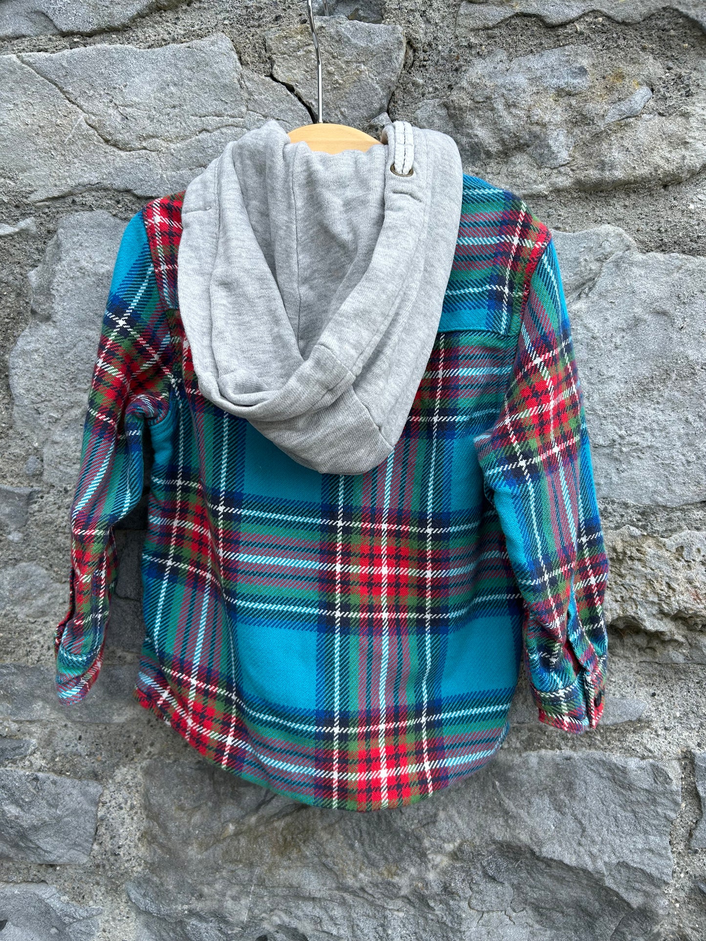 Red&blue flannel hooded shirt 18-24m (86-92cm)