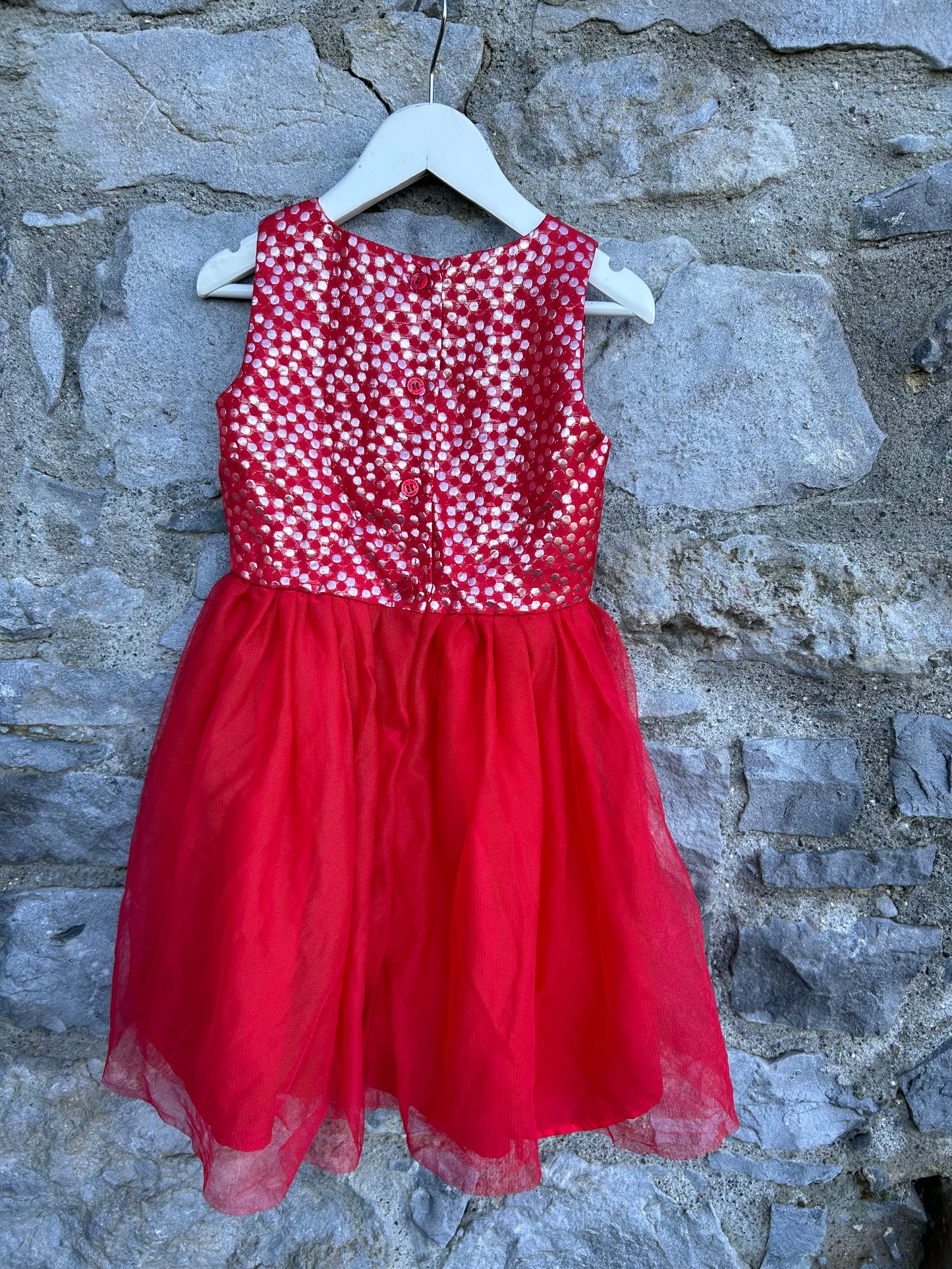 Red Flowers&tulle dress 3-4y (98-104cm)