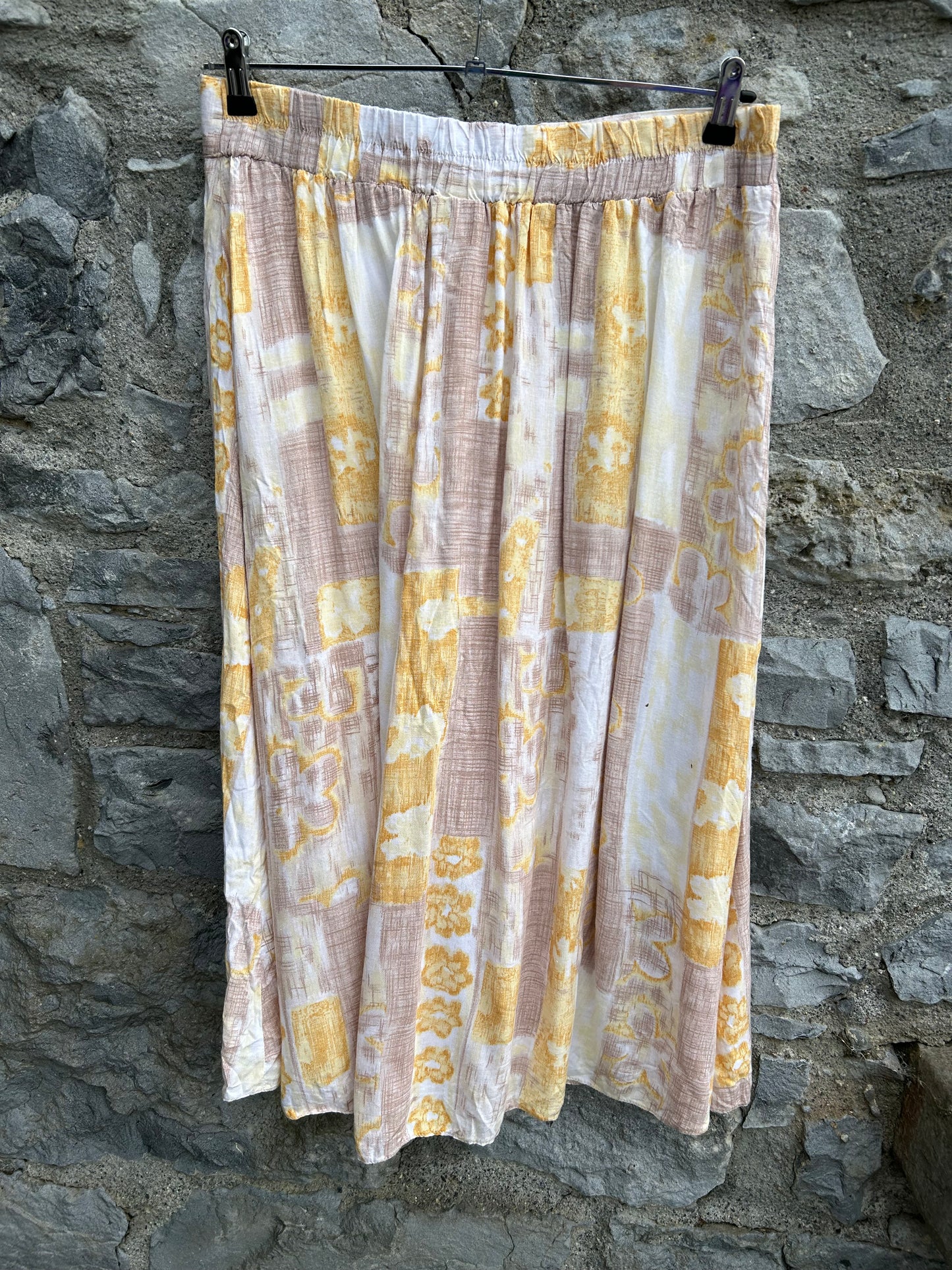 80s beige patchwork skirt uk 16-18