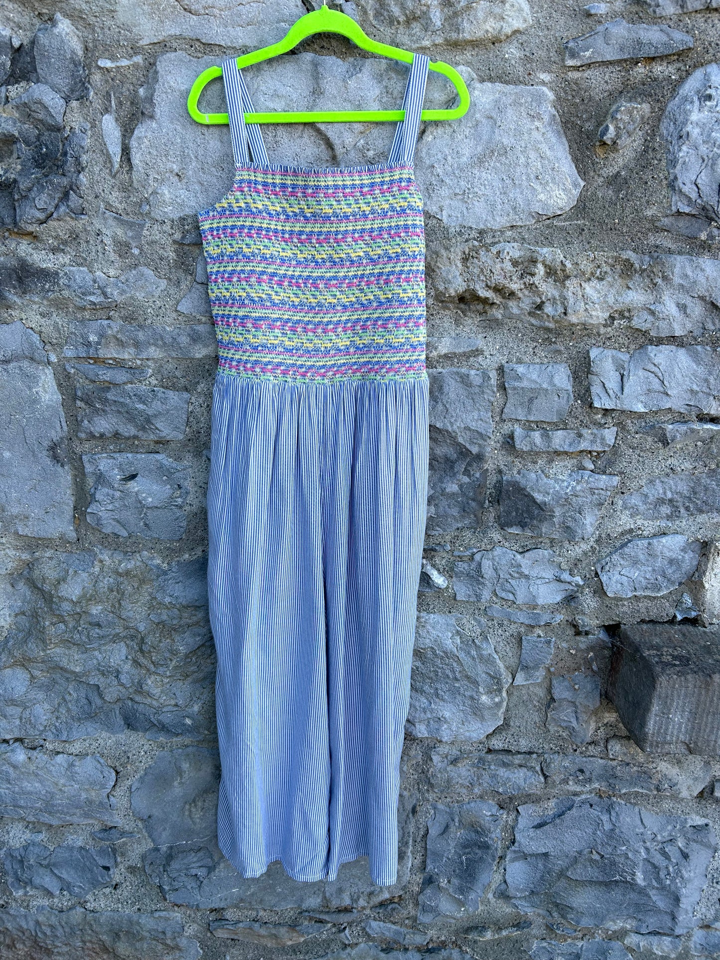 Blue stripy shirted top jumpsuit   11-12y (146-152cm)