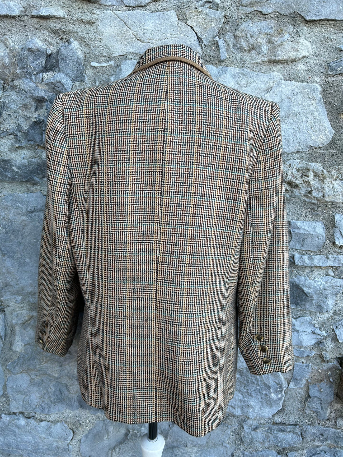 90s brown check jacket uk 12