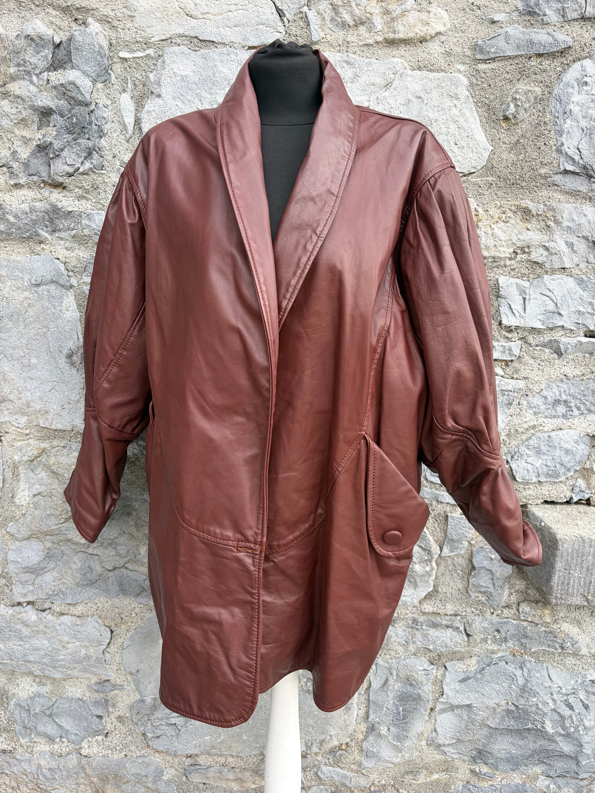 80s brown leather jacket uk 12-14