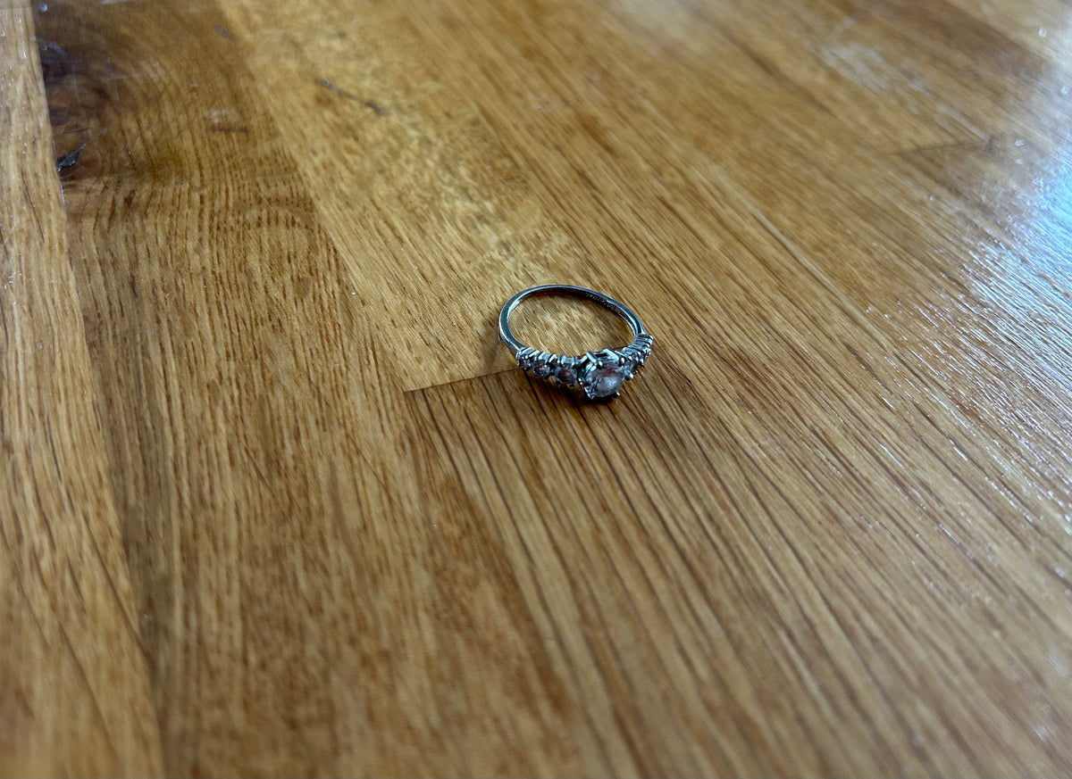 Silver ring with zircon