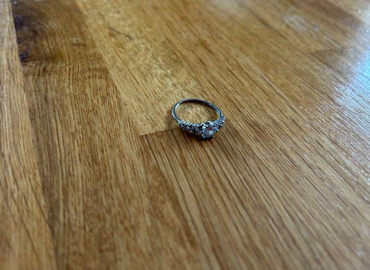 Silver ring with zircon