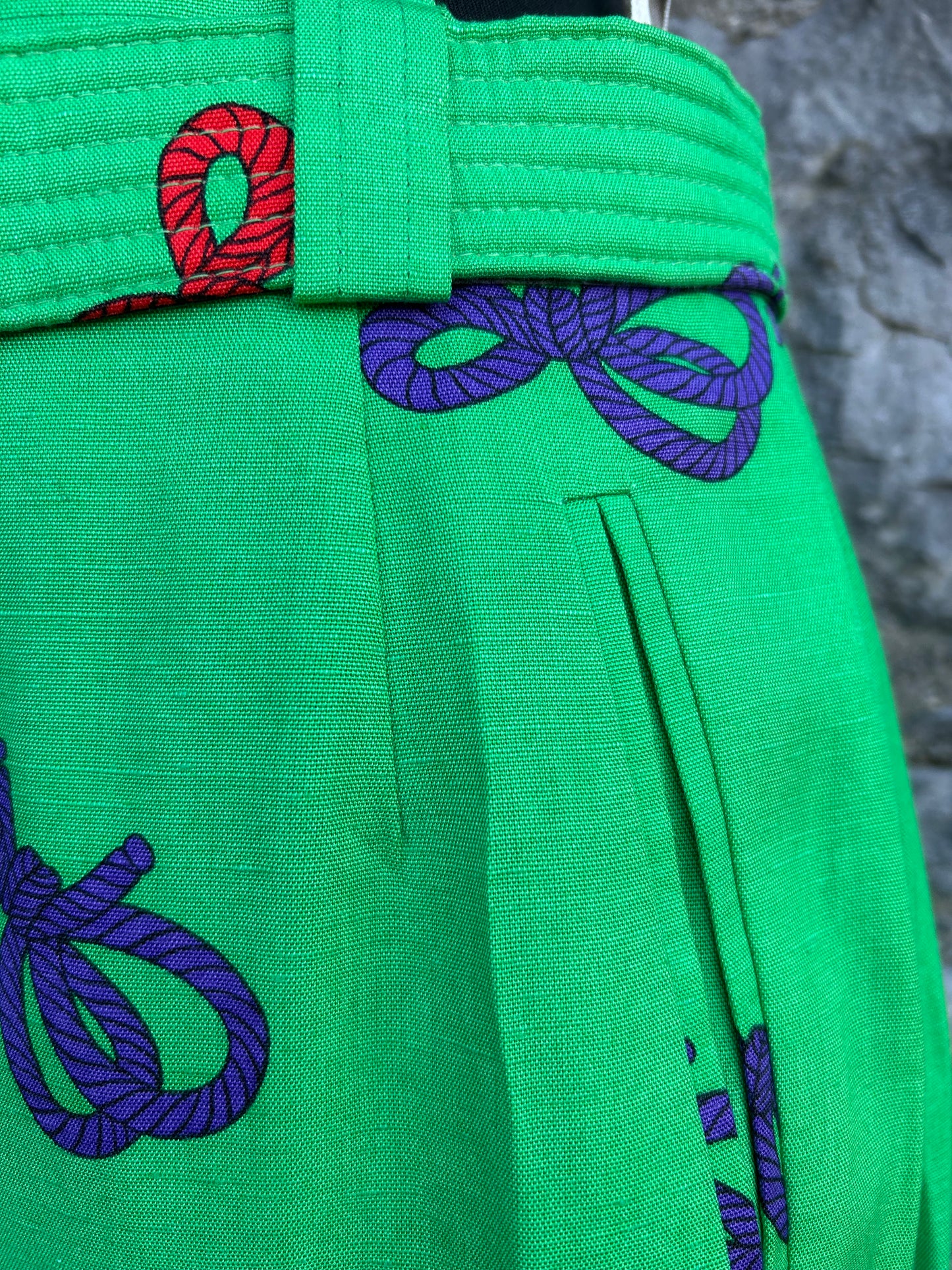 80s green knots skirt uk 10