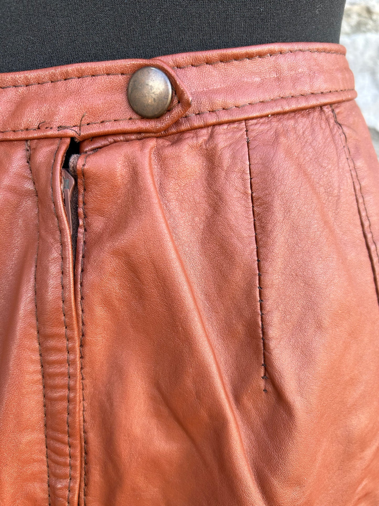 80s brown leather skirt uk 6-8