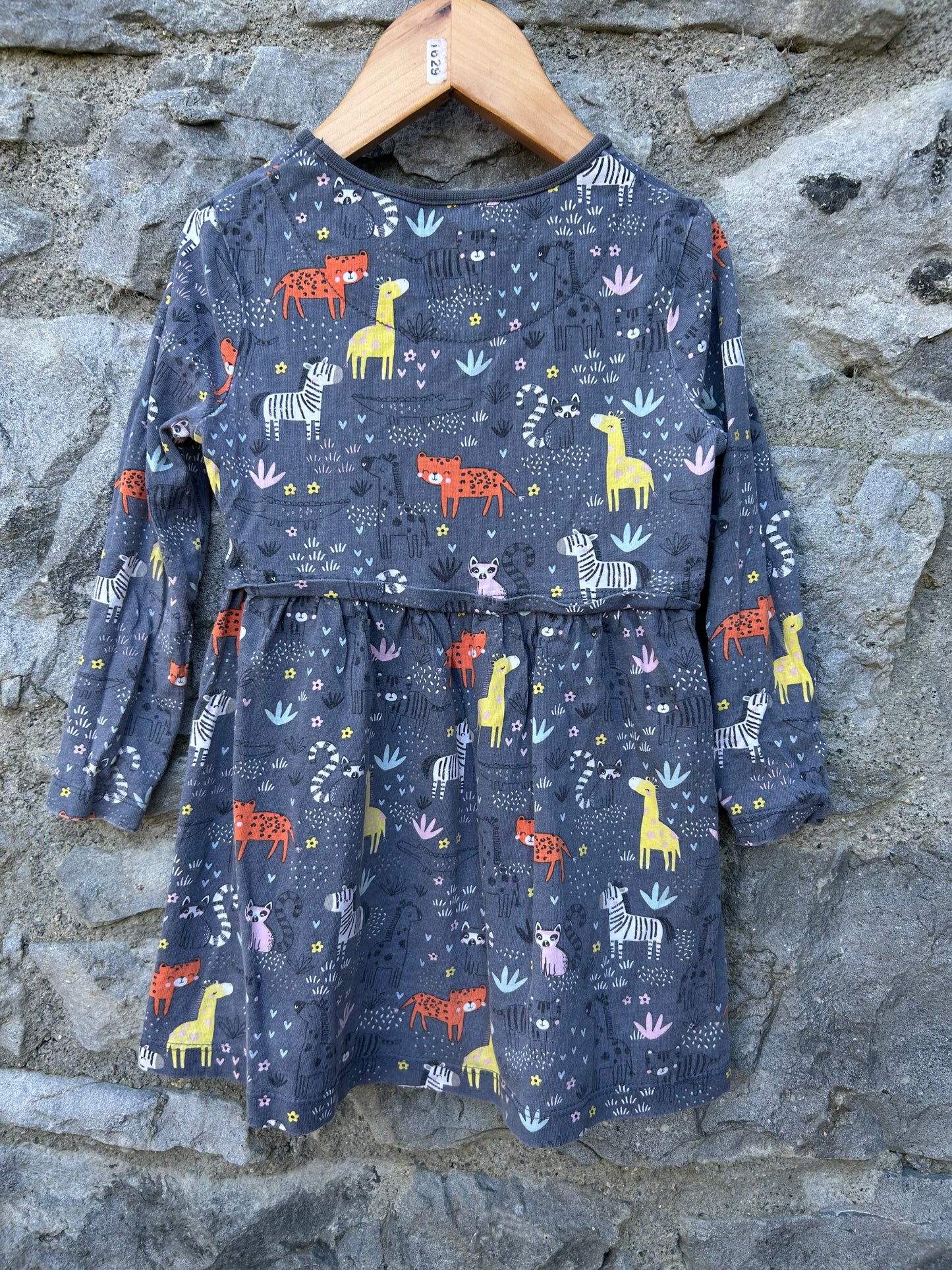 Wild animals charcoal dress 3-4y (98-104cm)