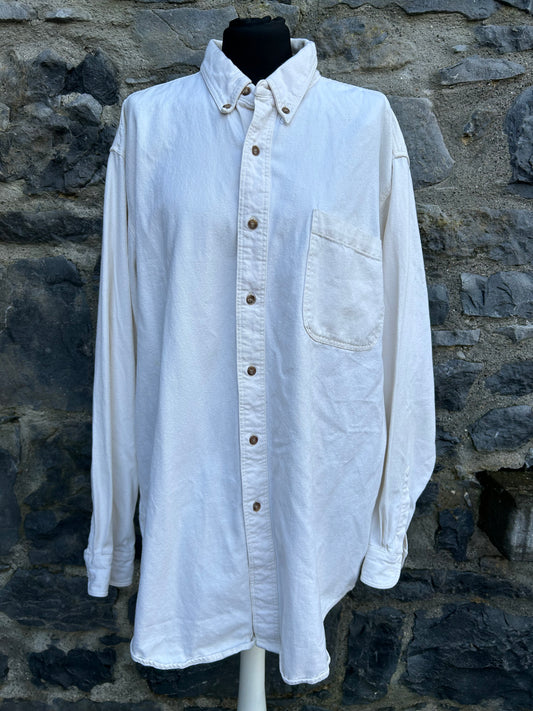 90s white denim shirt XL