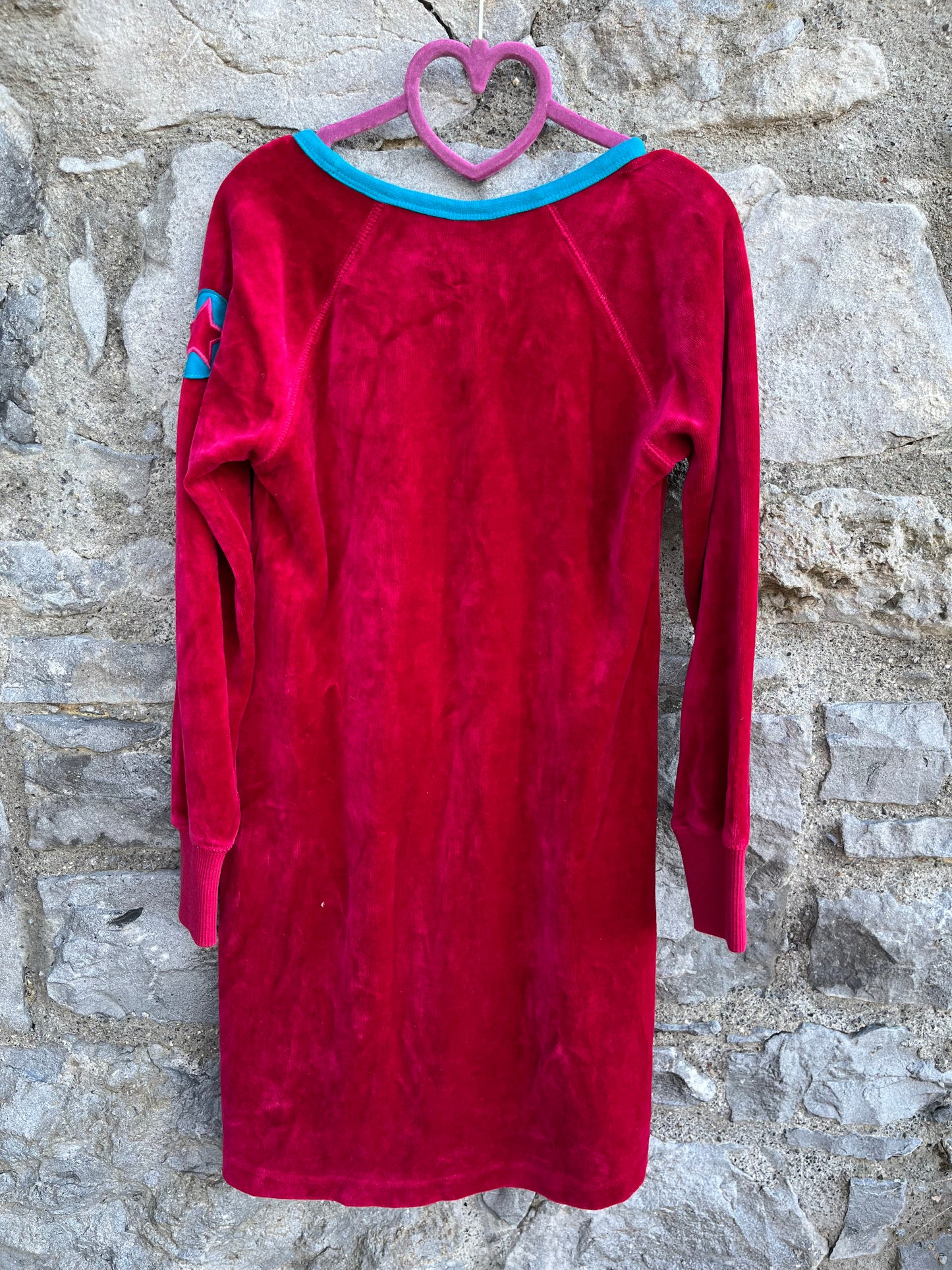 Reddish pink velour dress  8y (128cm)