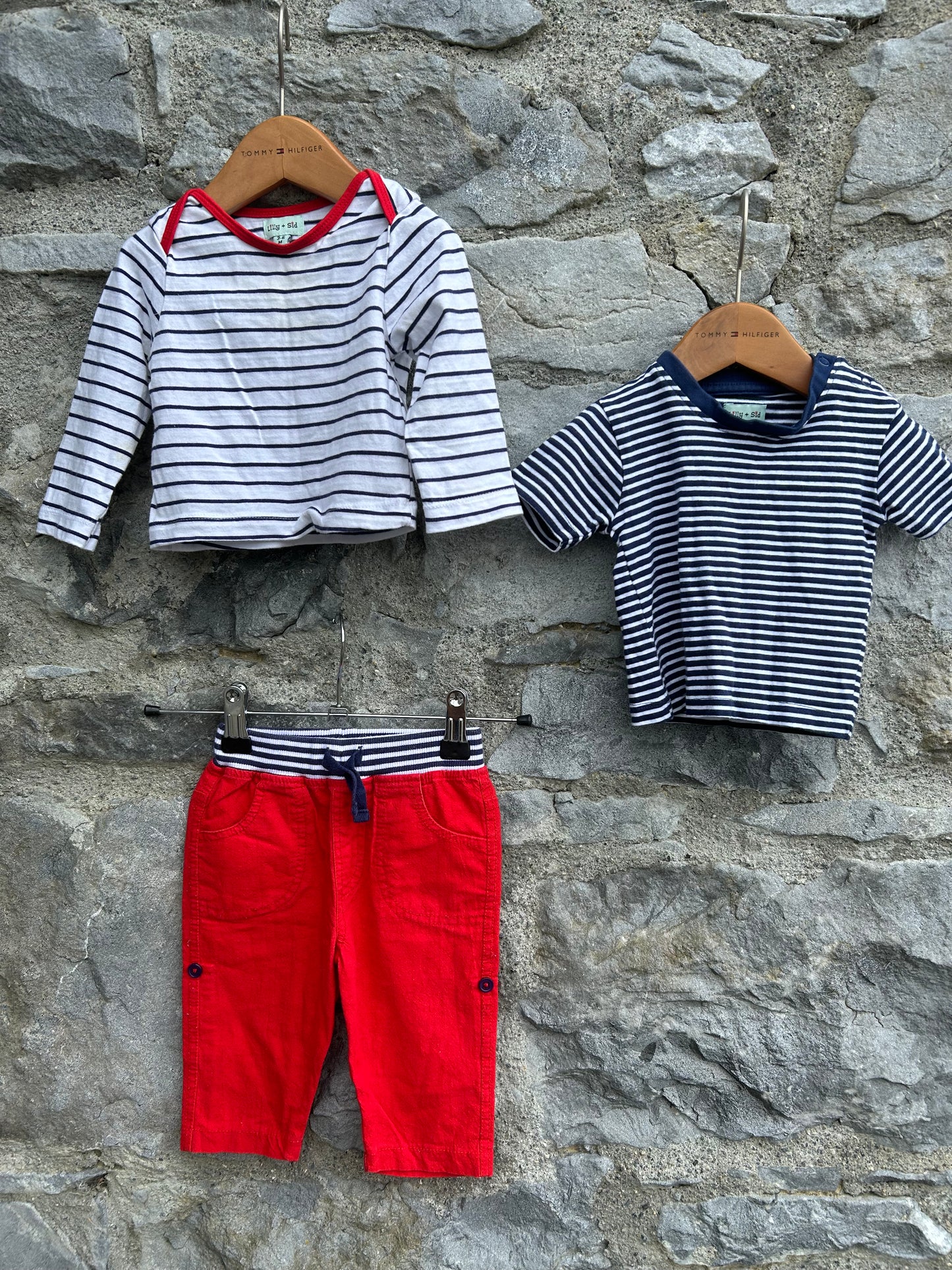 Stripy tops&red pants   3-6m (62-68cm)