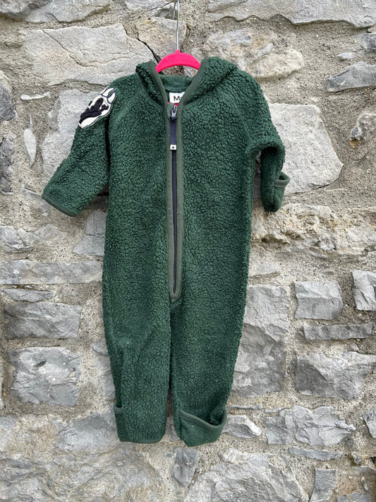 Green fleece onesie 9m (74cm)