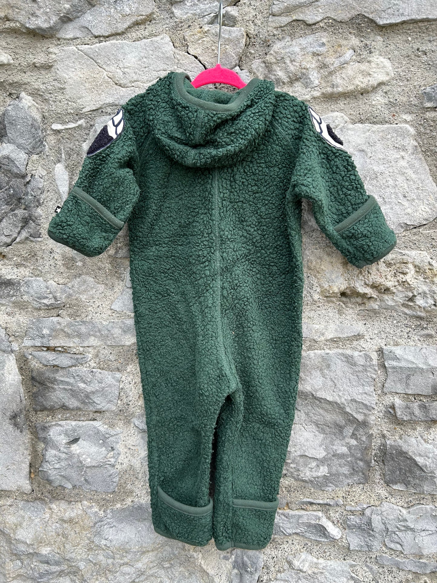 Green fleece onesie 9m (74cm)