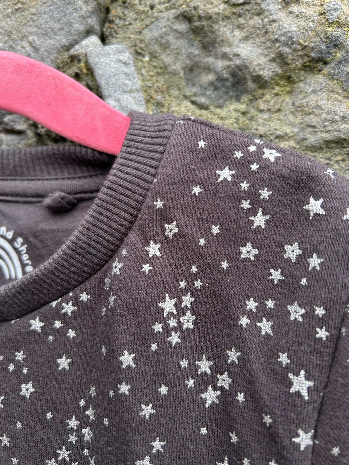 Silver stars charcoal sweat dress  5y (110cm)