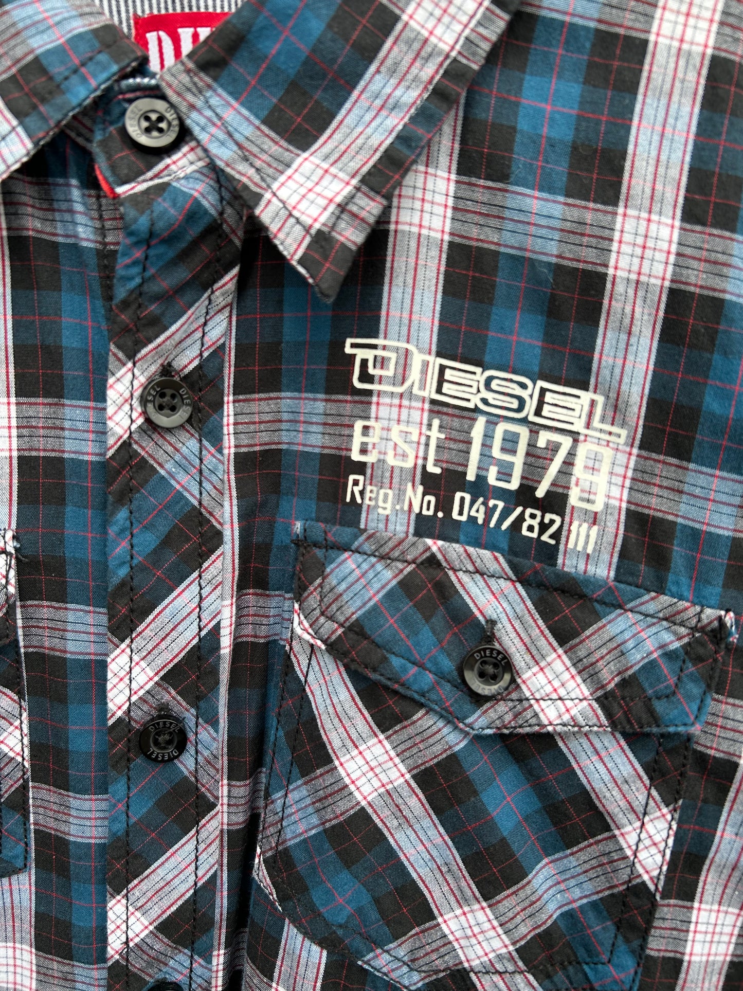 Navy check shirt 13-14y (158-164cm