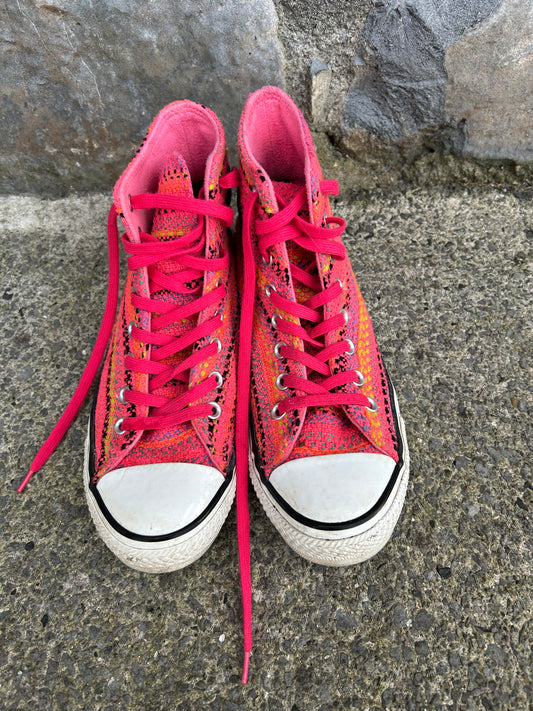 Pink woven high top trainers  uk 6.5 (eu 40)