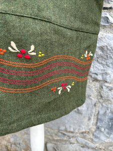 Khaki wool embroidered dress uk 12-14