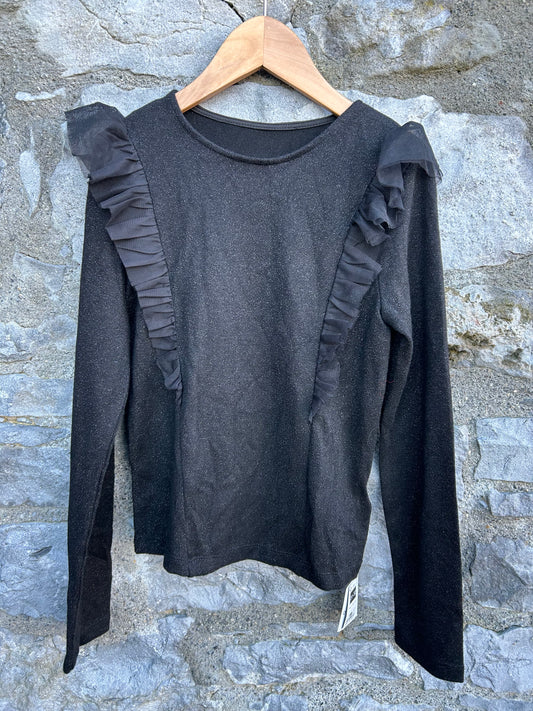 Black sparkly top with ruffles  11-12y (146-152cm)