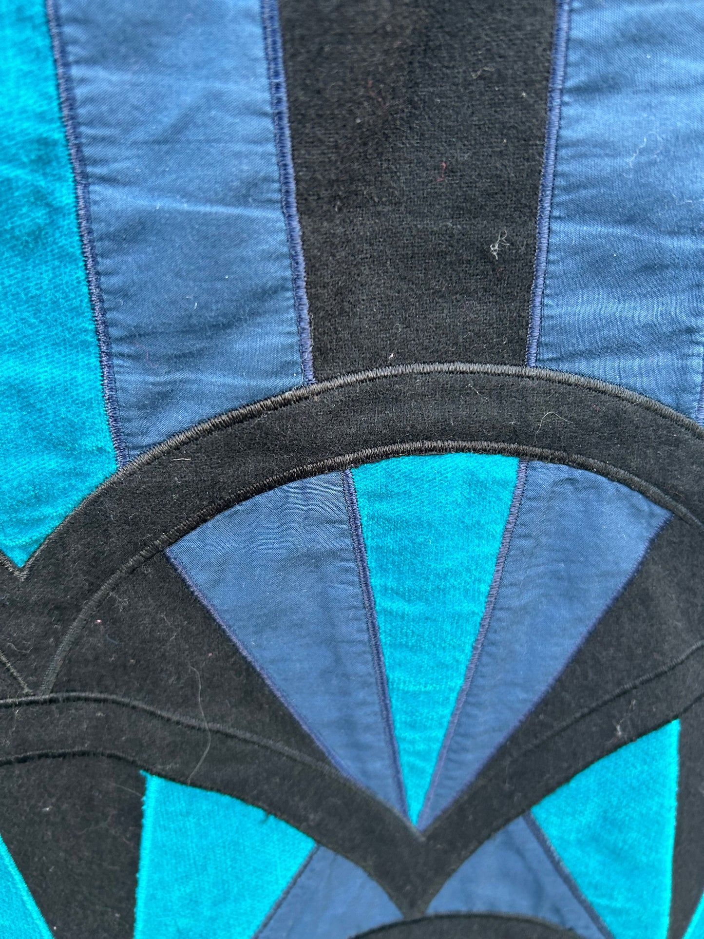 Black&turquoise paneled a-line skirt uk 8-10